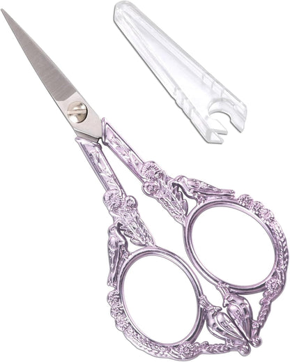 Sewing Embroidery Scissors, Small Thread Shears with Cover | 4.6in, Sharp, Precision, for Craft, Artwork, Needlework, Yarn, Knitting, Paper Cutting, Detail Snips, Cute DIY Kit, Black