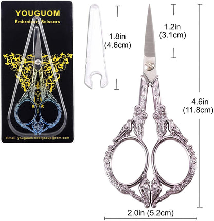 Sewing Embroidery Scissors, Small Thread Shears with Cover | 4.6in, Sharp, Precision, for Craft, Artwork, Needlework, Yarn, Knitting, Paper Cutting, Detail Snips, Cute DIY Kit, Black