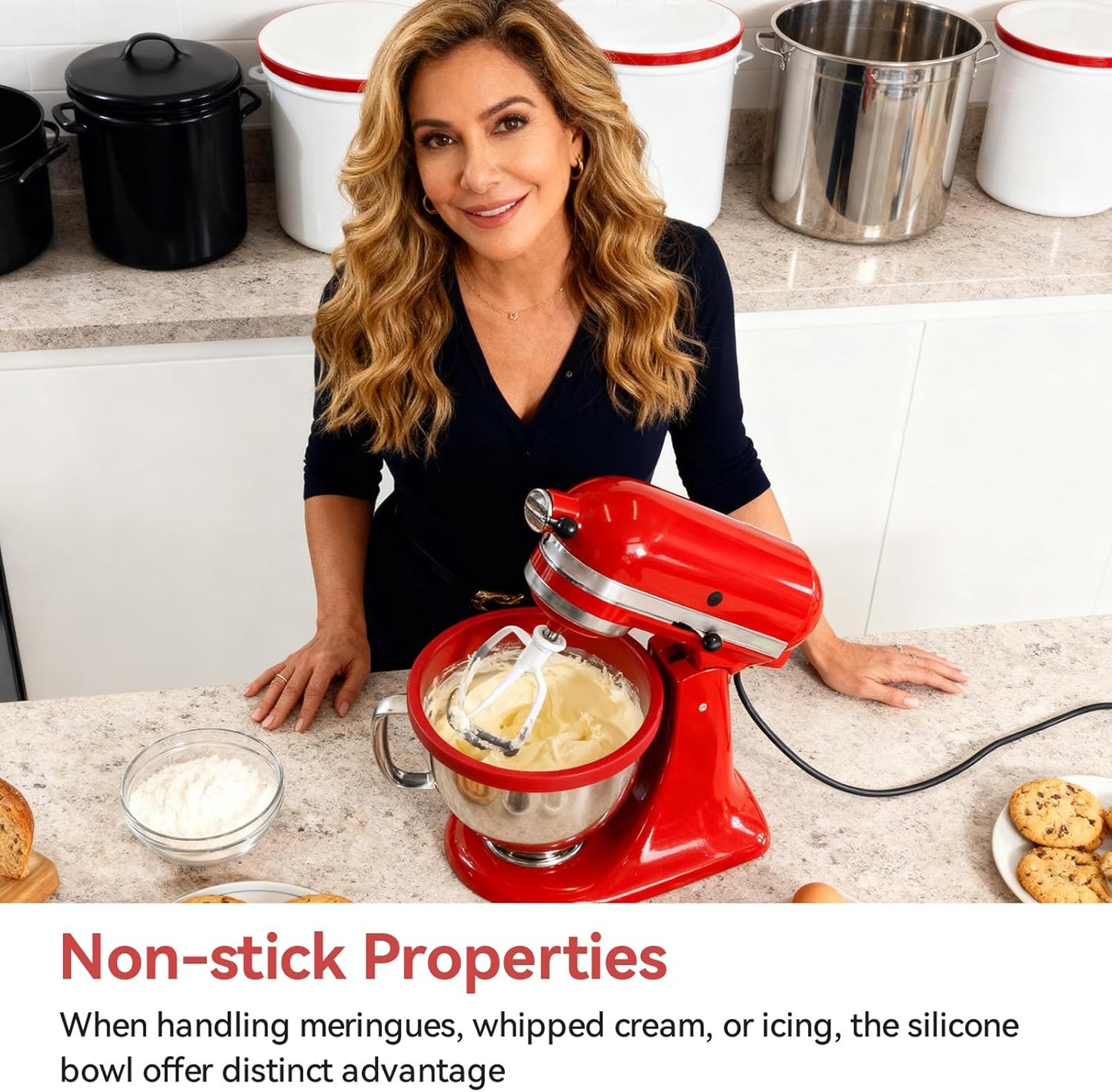Silicone Liners Compatible with KitchenAid 5 Qt Tilt-Head Stand Mixer (Only), Odourless, Thicker, Cold/Heat-Resistant & Non-Stick, Easy Clean, Fits 5 Quart Mixing Bowl, Set of 3 with Lids