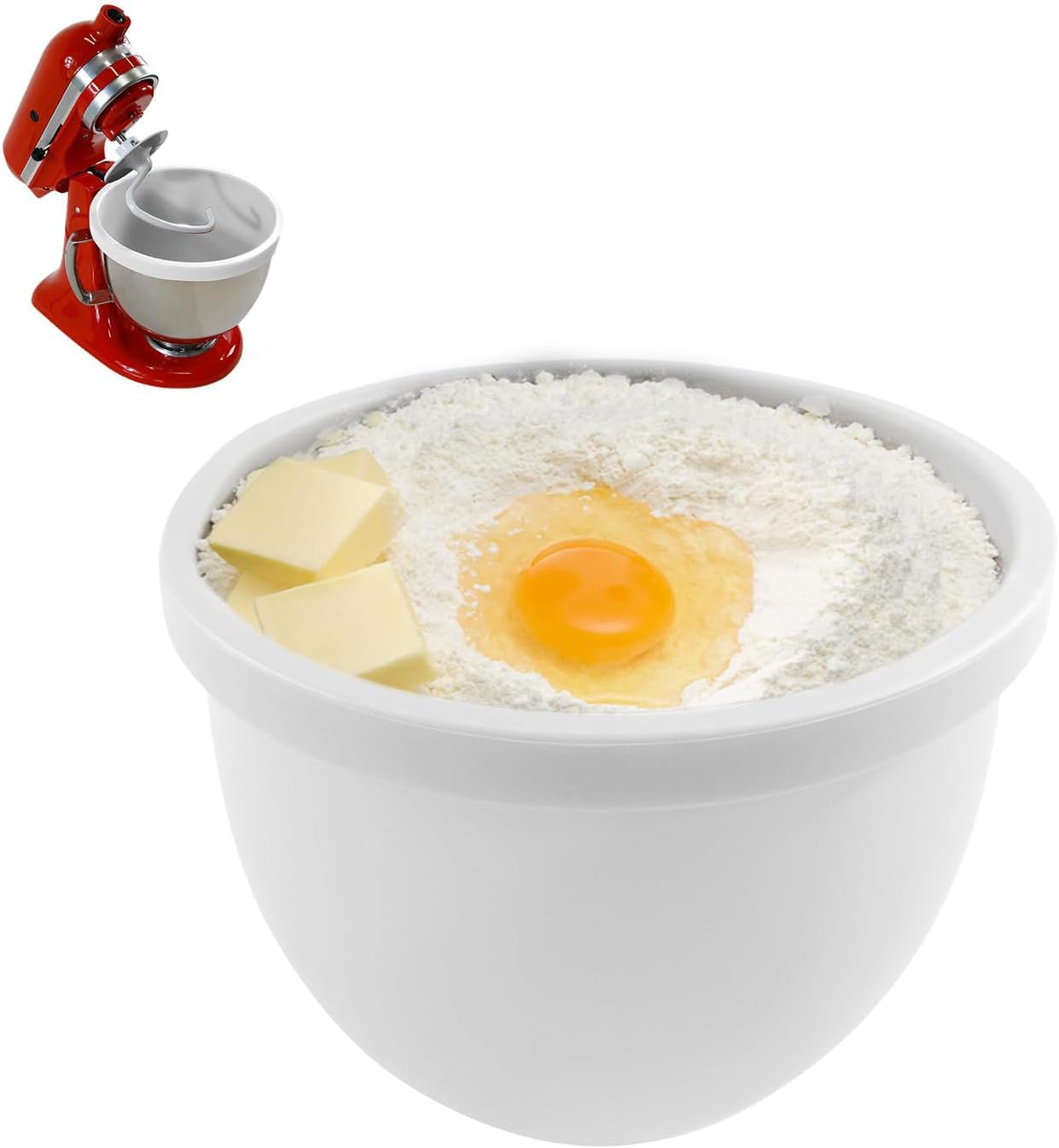 Silicone Liners Compatible with KitchenAid 5 Qt Tilt-Head Stand Mixer (Only), Odourless, Thicker, Cold/Heat-Resistant & Non-Stick, Easy Clean, Fits 5 Quart Mixing Bowl, Set of 3 with Lids