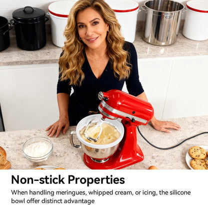 Silicone Liners Compatible with KitchenAid 5 Qt Tilt-Head Stand Mixer (Only), Odourless, Thicker, Cold/Heat-Resistant & Non-Stick, Easy Clean, Fits 5 Quart Mixing Bowl, Set of 3 with Lids