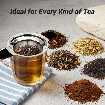 Fine Mesh Stainless Steel Reusable Tea Infuser with Double Handles