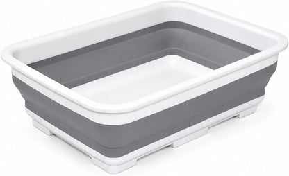 Collapsible Dish Pan, 10L (2.6 Gal) Foldable Sink Tub, Gray