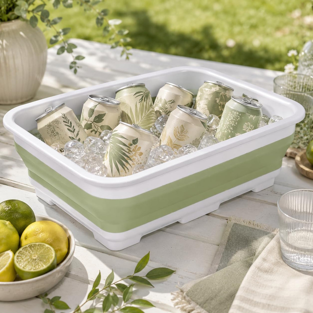 Collapsible Dish Pan, 10L (2.6 Gal) Foldable Sink Tub, Gray