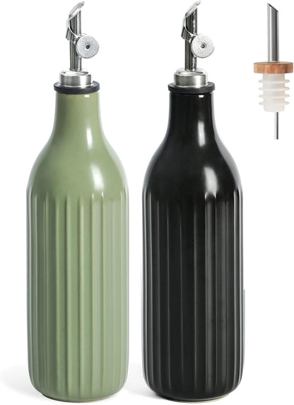 FUN ELEMENTS Olive Oil Dispenser Bottle, 19 oz Oil Dispenser for Kitchen and Vinegar Dispenser Bottle, Suitable for Vinegar, Coffee Syrups & Other Liquids, Off White