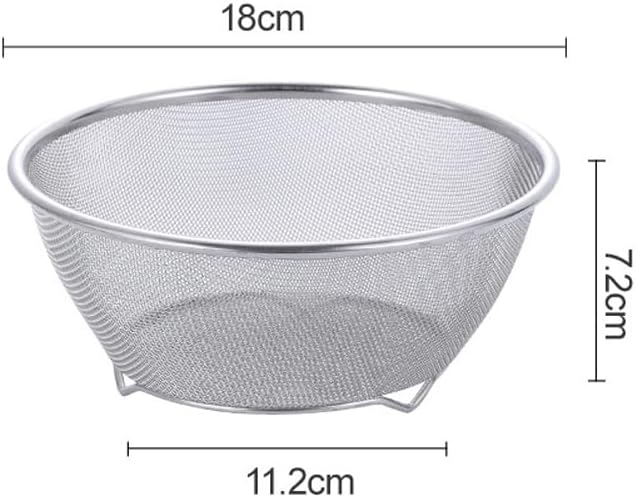 1PC Stainless Steel Rice Washing Sieve Strainer 7inch Kitchen Mesh Net Strainer Basket Drainer Washing Bowl Sieve Sifters for Vegetable Fruits Rice Washing