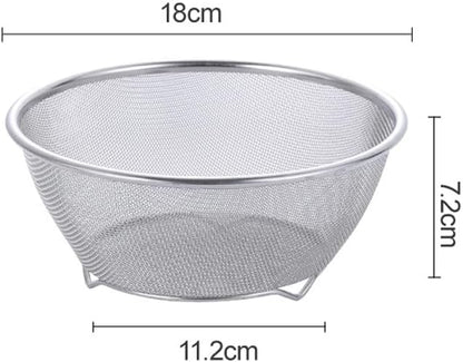 1PC Stainless Steel Rice Washing Sieve Strainer 7inch Kitchen Mesh Net Strainer Basket Drainer Washing Bowl Sieve Sifters for Vegetable Fruits Rice Washing