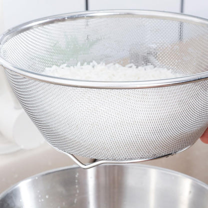 1PC Stainless Steel Rice Washing Sieve Strainer 7inch Kitchen Mesh Net Strainer Basket Drainer Washing Bowl Sieve Sifters for Vegetable Fruits Rice Washing
