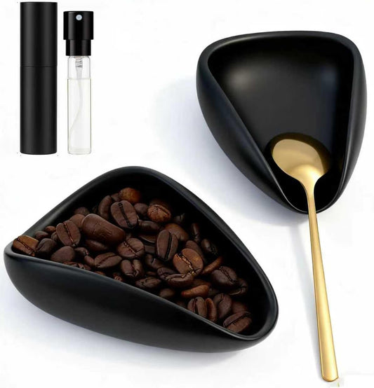 Ceramic Coffee Bean Dosing Cup + Sprayer Gift Set, Spoon Rest, Mini Coffee Spoon Holder for Tea Spoons Stirrers, Coffee Station Decor, Espresso Coffee Bar Accessories & Essentials(Not Include Spoon)