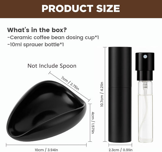 Ceramic Coffee Bean Dosing Cup + Sprayer Gift Set, Spoon Rest, Mini Coffee Spoon Holder for Tea Spoons Stirrers, Coffee Station Decor, Espresso Coffee Bar Accessories & Essentials(Not Include Spoon)