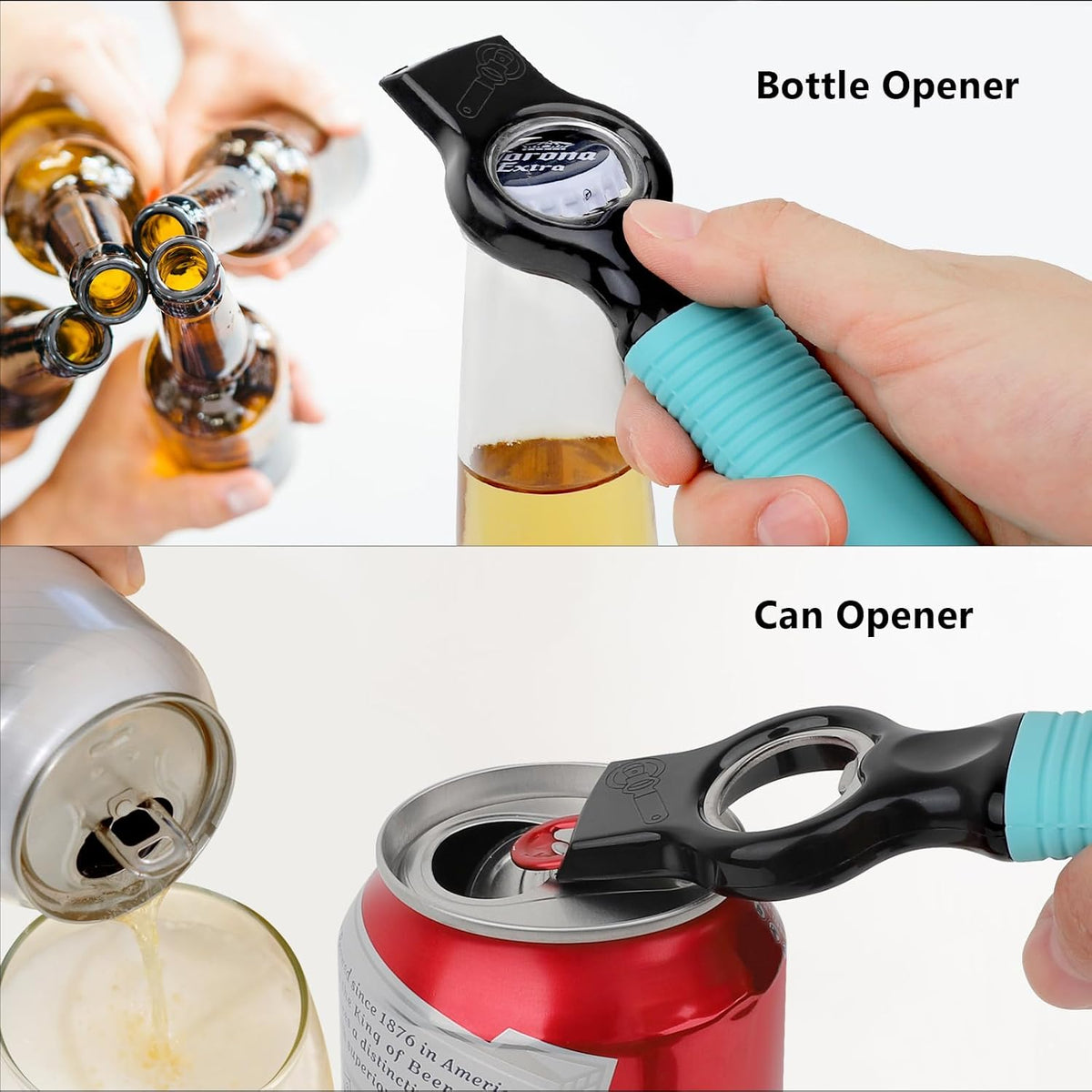 2-Pack Magnetic 2-in-1 Beer Bottle Cap & Soda Can Opener-Black