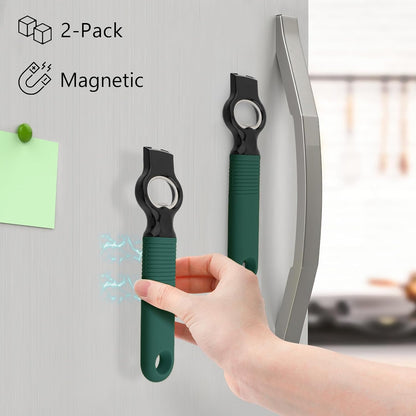 2-Pack Magnetic 2-in-1 Beer Bottle Cap & Soda Can Opener-Black