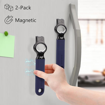 2-Pack Magnetic 2-in-1 Beer Bottle Cap & Soda Can Opener-Black