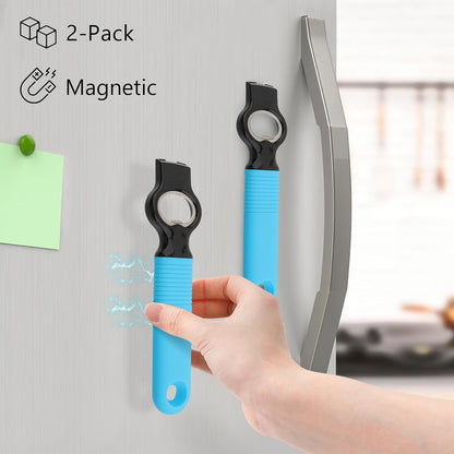 2-Pack Magnetic 2-in-1 Beer Bottle Cap & Soda Can Opener-Black