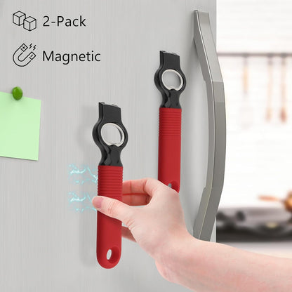 2-Pack Magnetic 2-in-1 Beer Bottle Cap & Soda Can Opener-Black