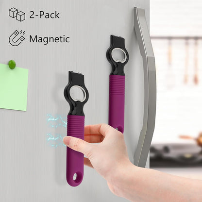 2-Pack Magnetic 2-in-1 Beer Bottle Cap & Soda Can Opener-Black