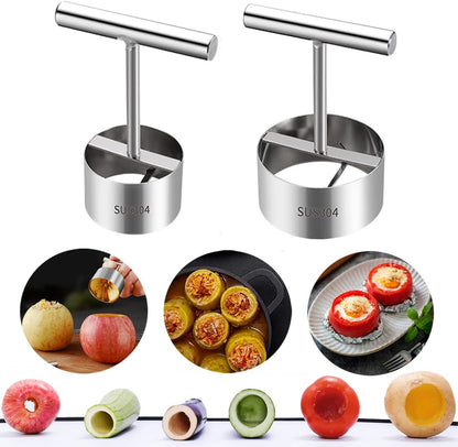2PCS New Stainless Steel Vegetable Drill Fruit Corer Remover Veggie Corers With 2 Sizes for Coring and Hollowing Out Zucchini, Potatoes, Carrot, Apple, Eggplants, Tomatoes, Bell Peppers, Easy to Use