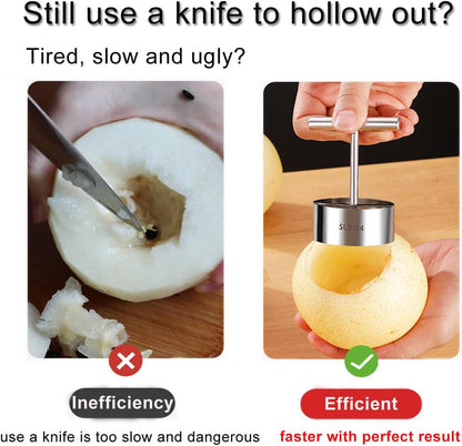 2PCS New Stainless Steel Vegetable Drill Fruit Corer Remover Veggie Corers With 2 Sizes for Coring and Hollowing Out Zucchini, Potatoes, Carrot, Apple, Eggplants, Tomatoes, Bell Peppers, Easy to Use