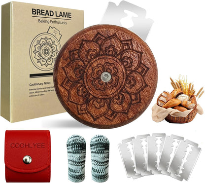 UFO Bread Lame, Wooden Sourdough Scoring Tool with 5 Blades