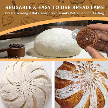 UFO Bread Lame, Wooden Sourdough Scoring Tool with 5 Blades