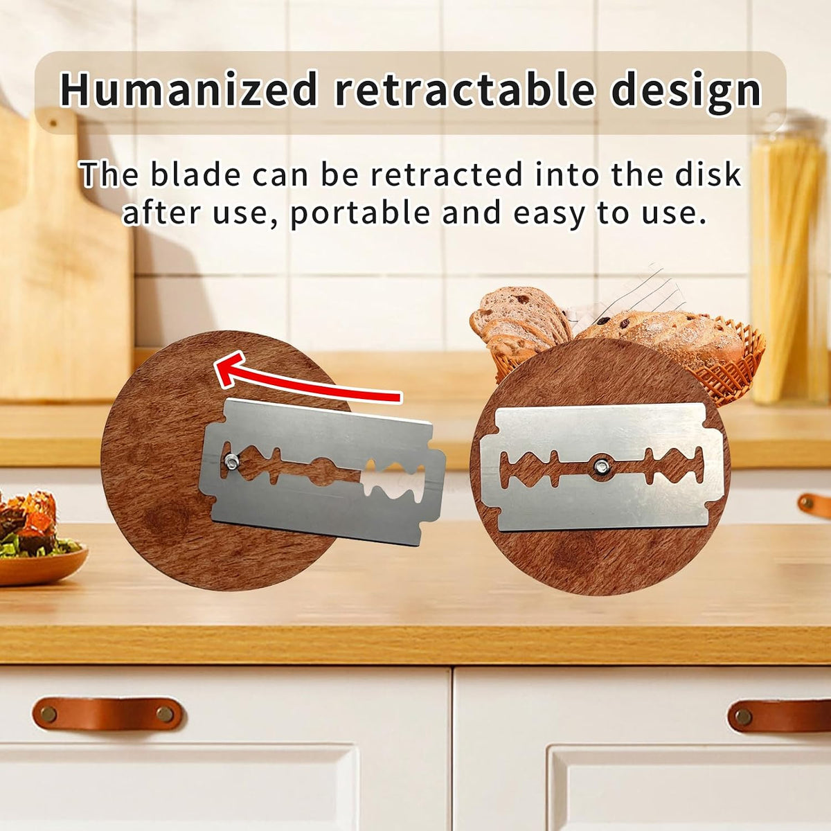 UFO Bread Lame, Wooden Sourdough Scoring Tool with 5 Blades