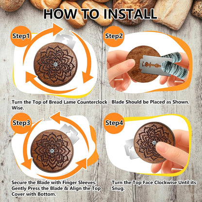 UFO Bread Lame, Wooden Sourdough Scoring Tool with 5 Blades