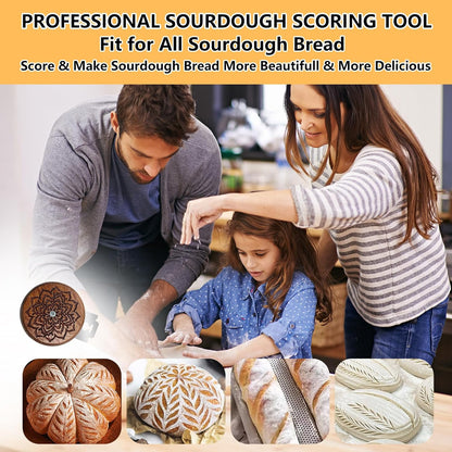 UFO Bread Lame, Wooden Sourdough Scoring Tool with 5 Blades