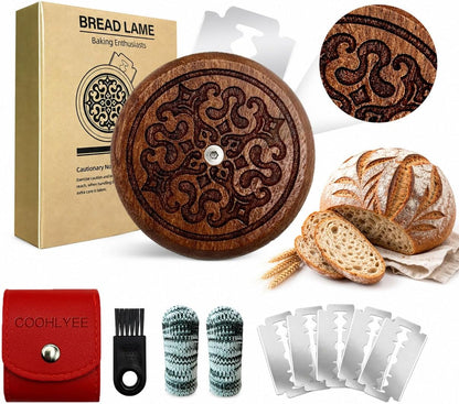 UFO Bread Lame, Wooden Sourdough Scoring Tool with 5 Blades