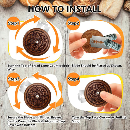 UFO Bread Lame, Wooden Sourdough Scoring Tool with 5 Blades