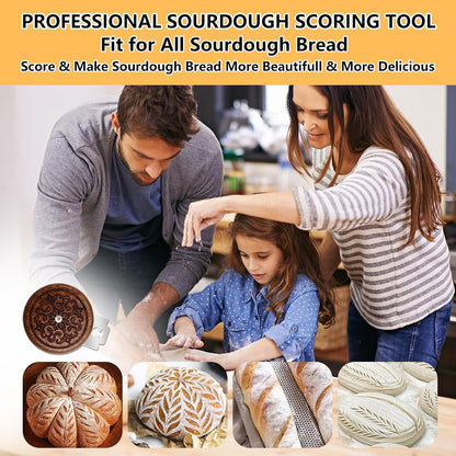 UFO Bread Lame, Wooden Sourdough Scoring Tool with 5 Blades