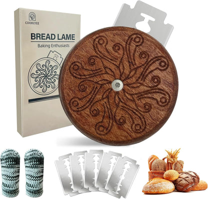 UFO Bread Lame, Wooden Sourdough Scoring Tool with 5 Blades