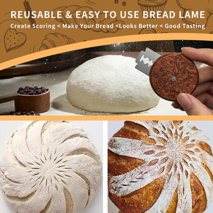 UFO Bread Lame, Wooden Sourdough Scoring Tool with 5 Blades