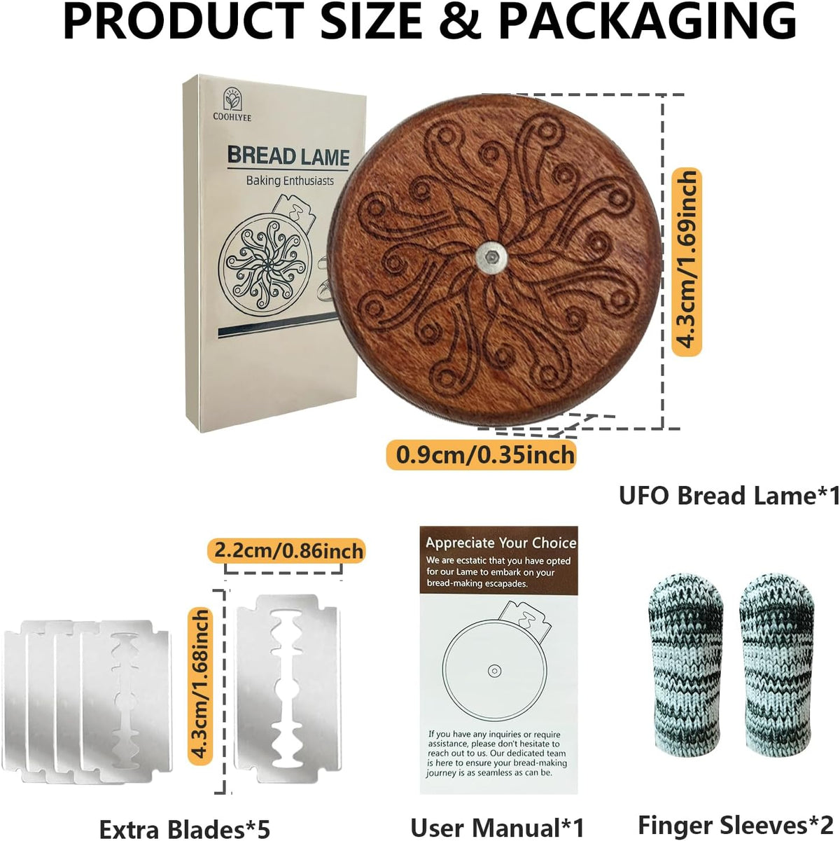 UFO Bread Lame, Wooden Sourdough Scoring Tool with 5 Blades