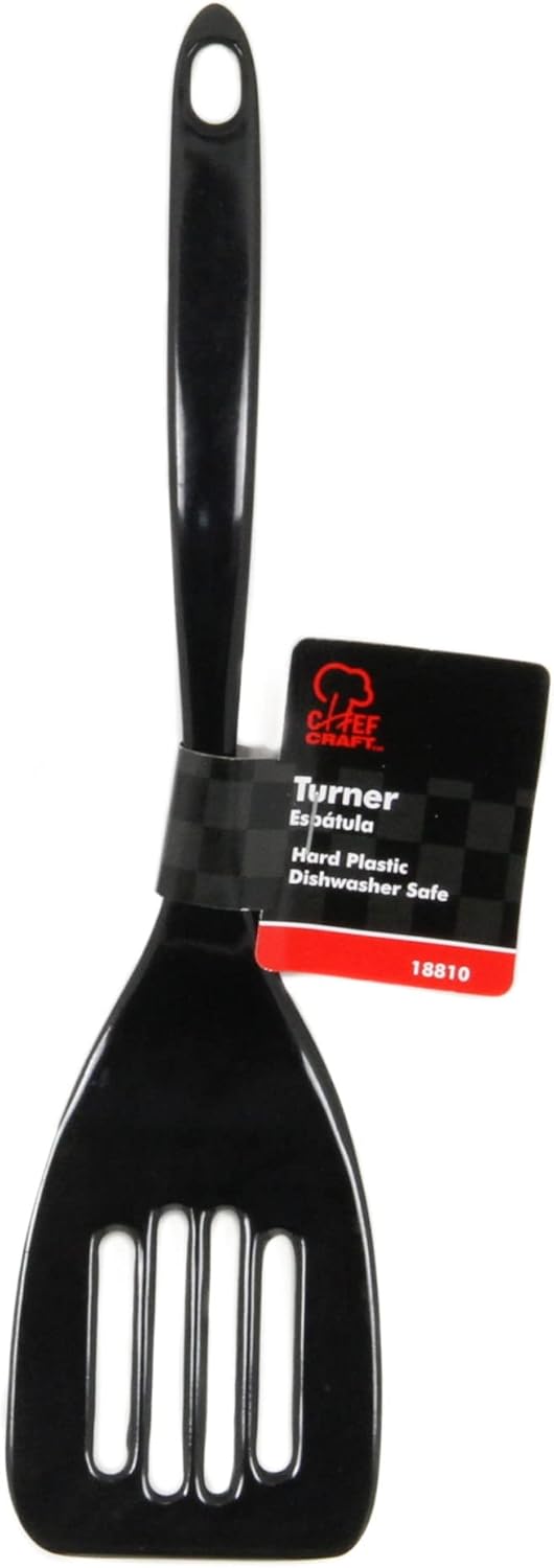 Basic Melamine Slotted Turner/Spatula, 11.25 inch, Black