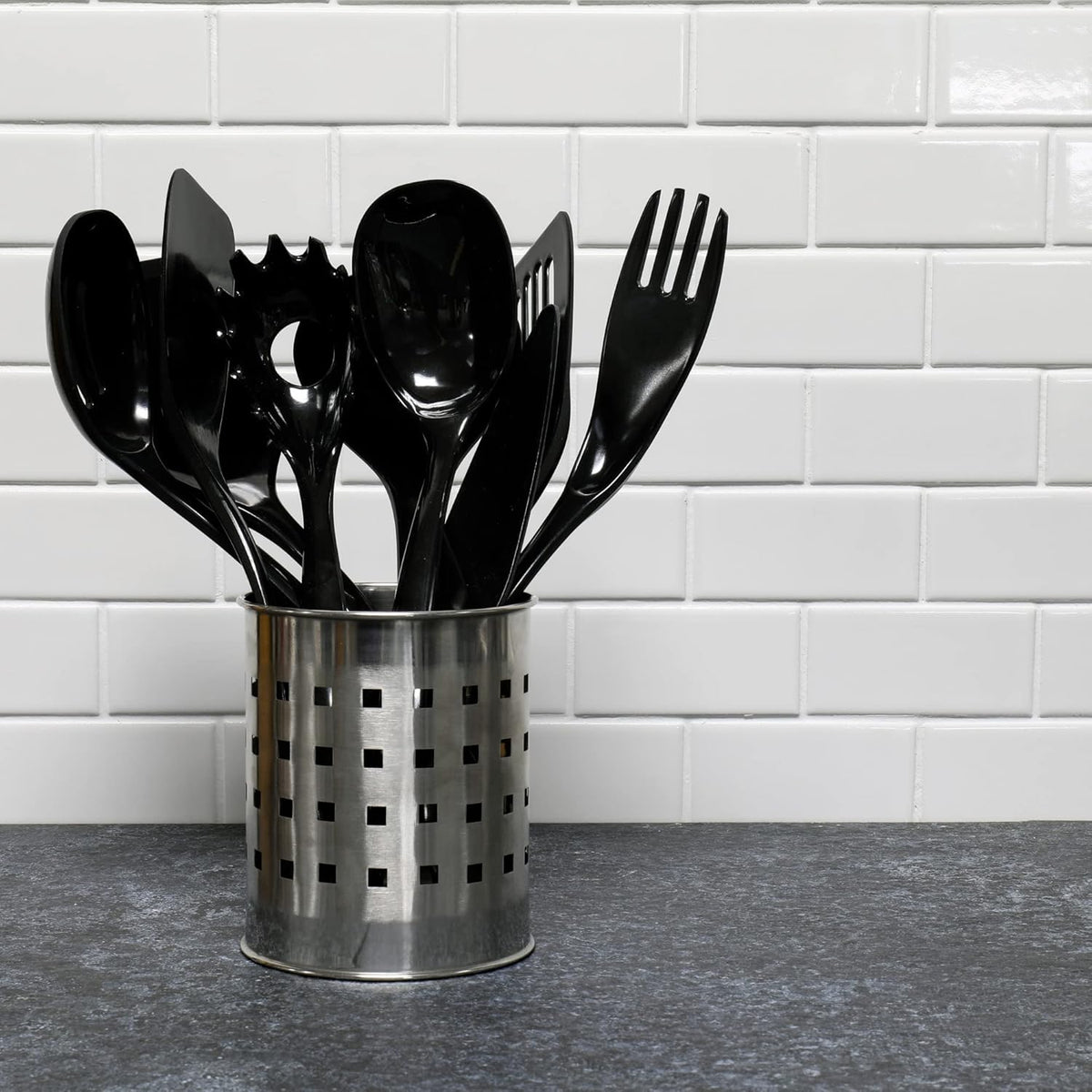 Basic Melamine Slotted Turner/Spatula, 11.25 inch, Black