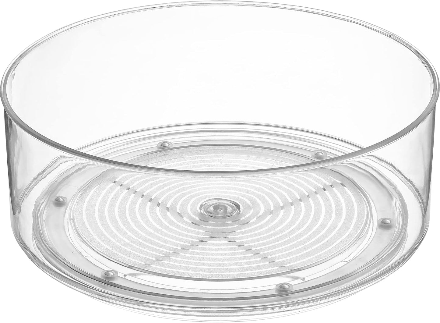 Round Plastic Clear Lazy Susan Turntable Food Storage Container for Kitchen (9" Round, 1 Pack)