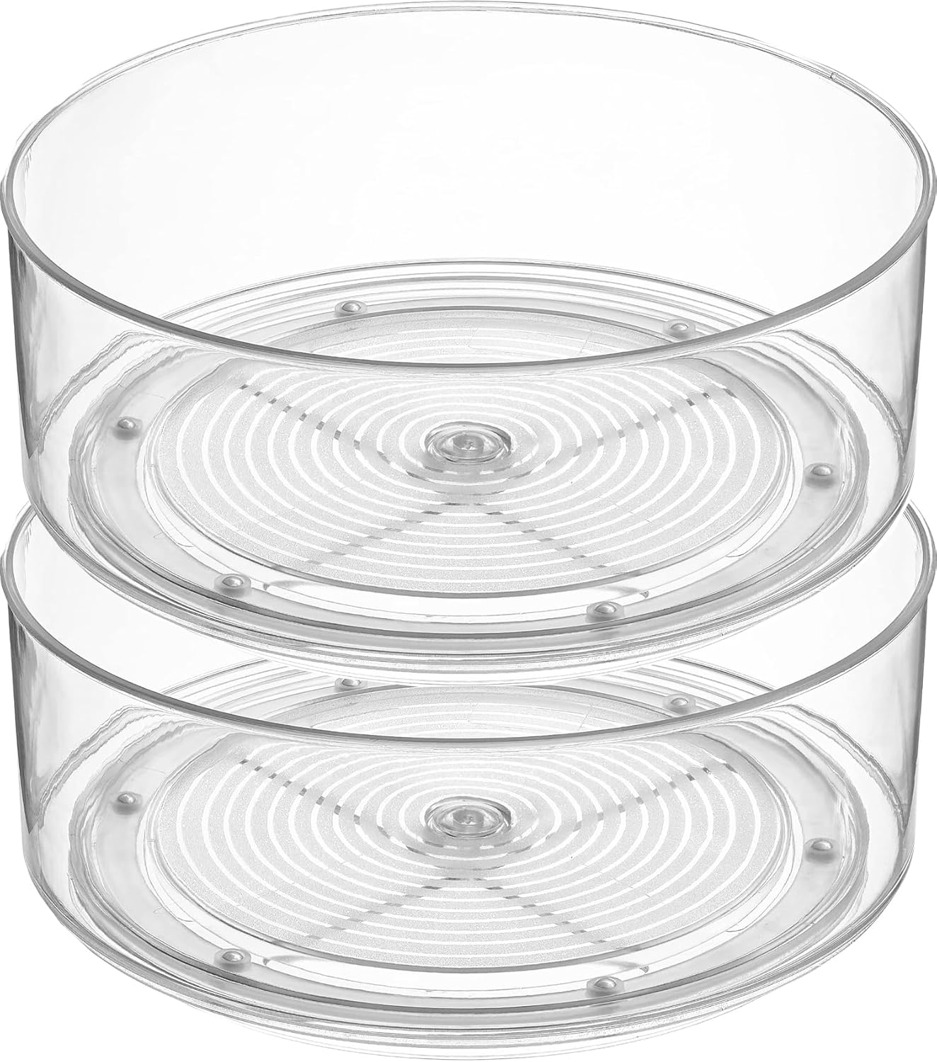 Round Plastic Clear Lazy Susan Turntable Food Storage Container for Kitchen (9" Round, 1 Pack)
