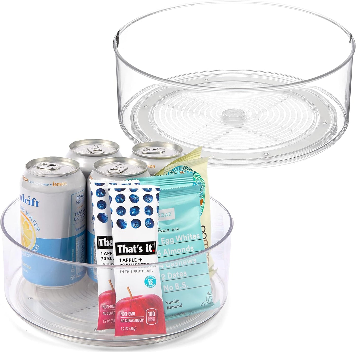 Round Plastic Clear Lazy Susan Turntable Food Storage Container for Kitchen (9" Round, 1 Pack)