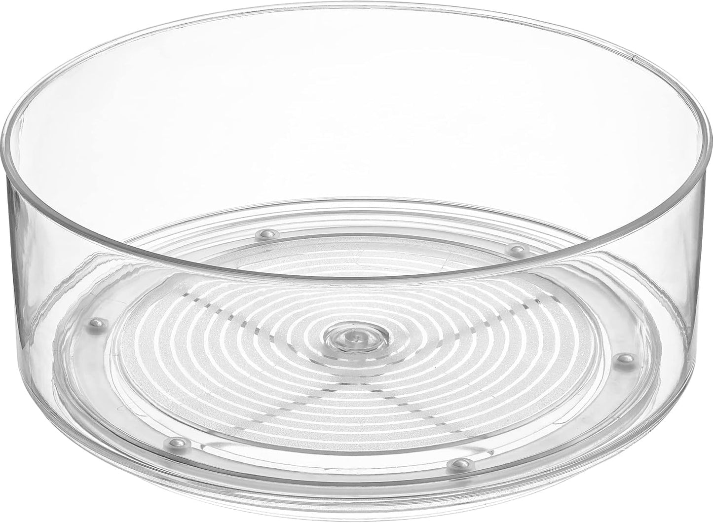 Round Plastic Clear Lazy Susan Turntable Food Storage Container for Kitchen (9" Round, 1 Pack)