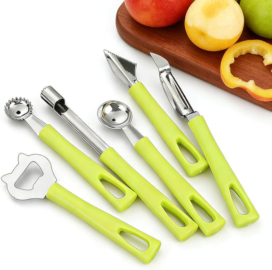 6 Pcs Fruit and Vegetable Corer Sets Tomato Corer,Strawberry Huller, Pepper Seed Remover, Zucchini Corer Tool for Easy Kitchen Prep