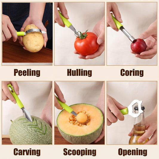 6 Pcs Fruit and Vegetable Corer Sets Tomato Corer,Strawberry Huller, Pepper Seed Remover, Zucchini Corer Tool for Easy Kitchen Prep