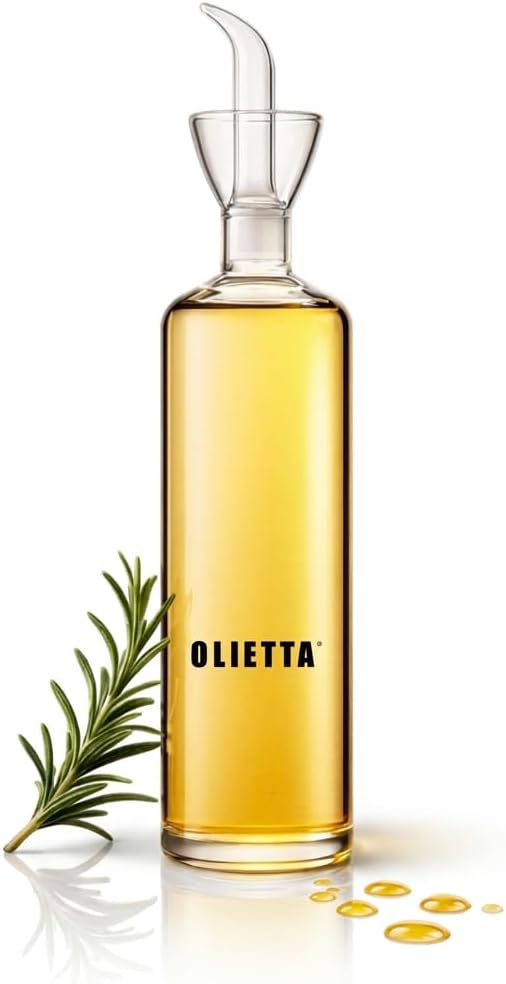 Olive Oil Dispenser Bottle 17 fl oz - Borosilicate Glass Non-Drip Pourer | Ground-Glass Seal, Leakproof Airtight, Dishwasher Safe, Oil Bottle for Kitchen, Table, Vinegar Drizzler, Easy Clean