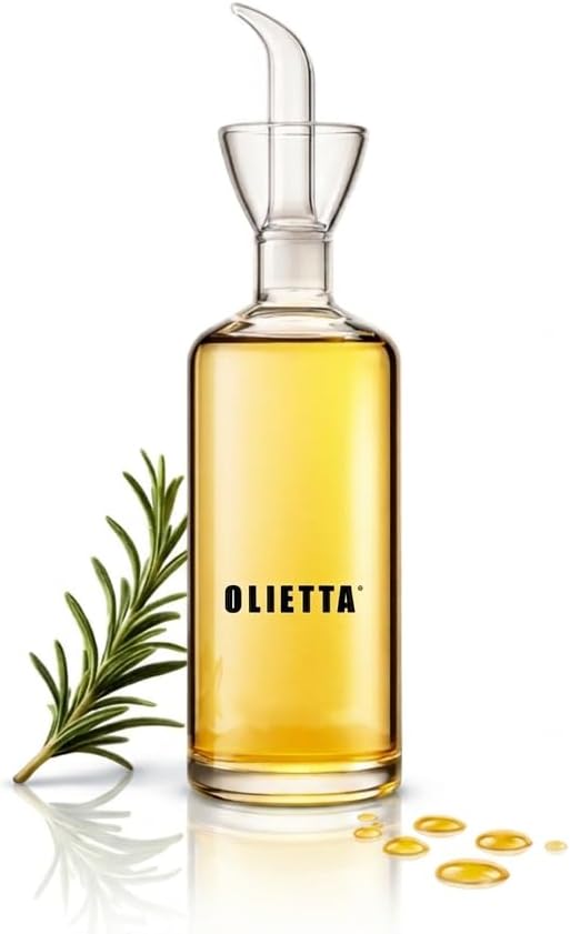 Olive Oil Dispenser Bottle 17 fl oz - Borosilicate Glass Non-Drip Pourer | Ground-Glass Seal, Leakproof Airtight, Dishwasher Safe, Oil Bottle for Kitchen, Table, Vinegar Drizzler, Easy Clean
