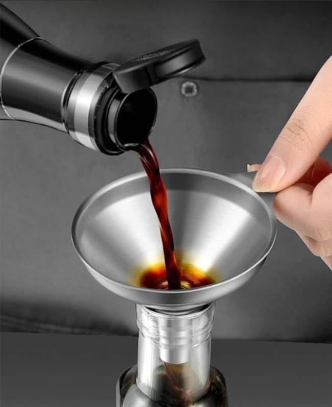 3PCS Kitchen Funnels Set,Stainless Metal Funnel for Filling Bottles - Tiny Small Medium Large for Essential Oils,Spice, Cooking,Powder,Flask，Perfume,Dry Ingredients Powde (Silver)
