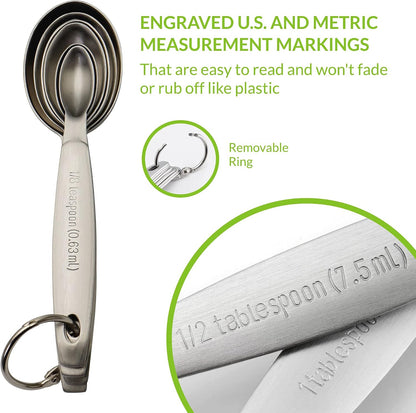 Stainless Steel Measuring Spoons Set of 7 with Leveler