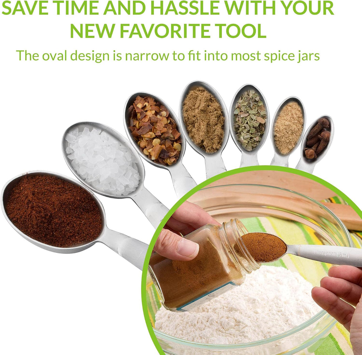 Stainless Steel Measuring Spoons Set of 7 with Leveler