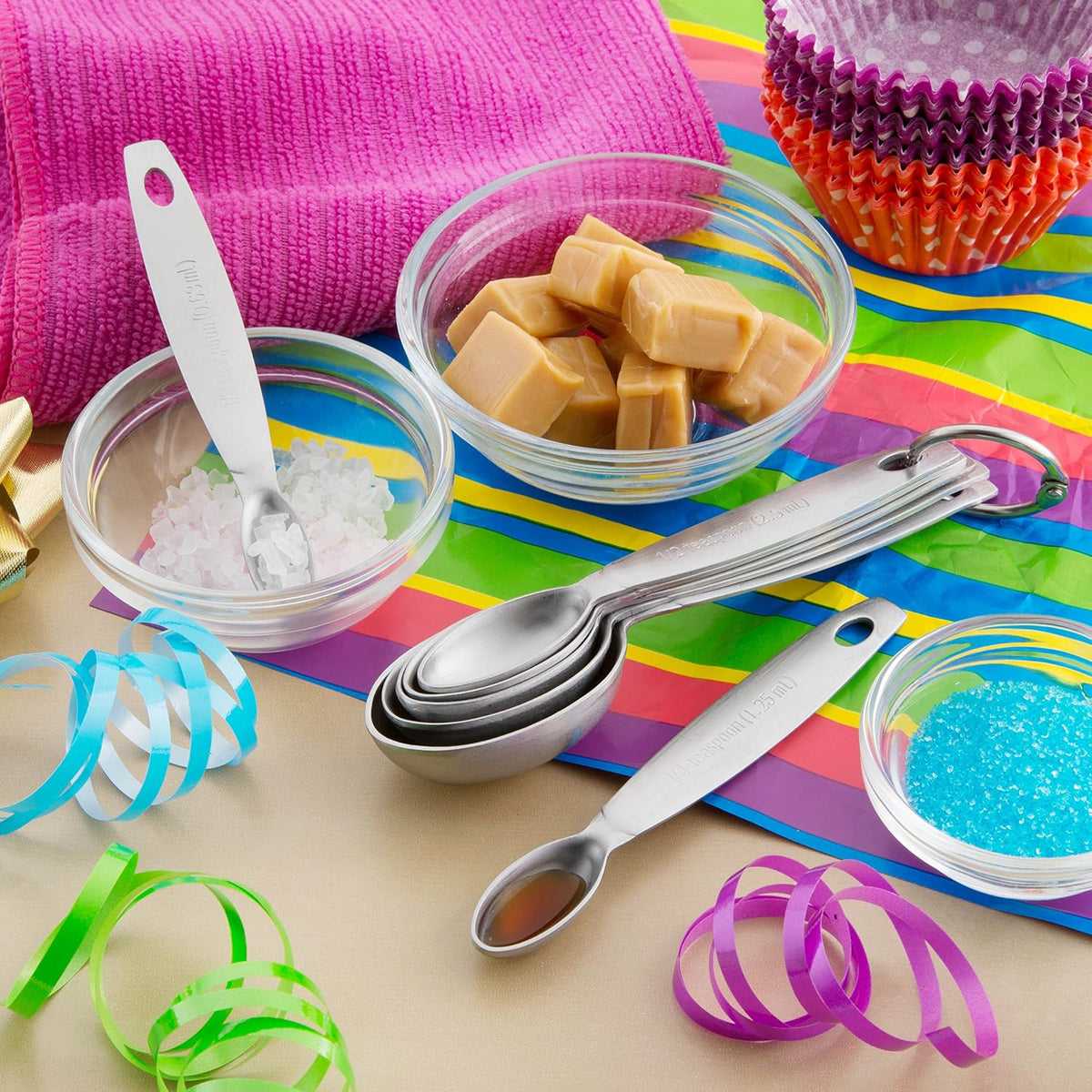 Stainless Steel Measuring Spoons Set of 7 with Leveler