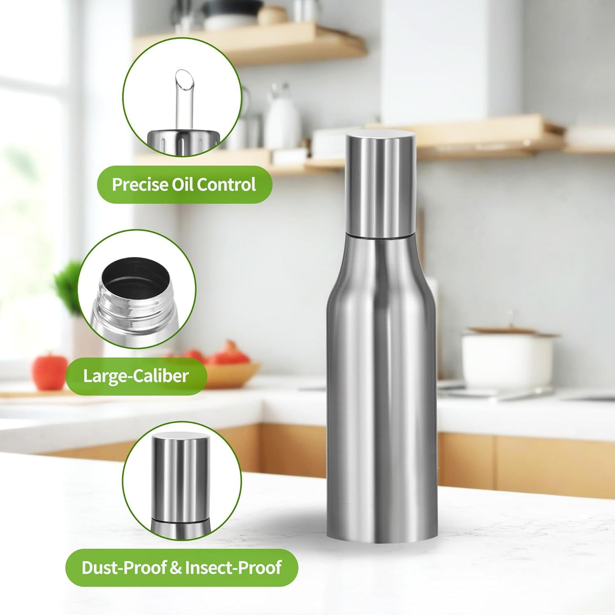 Stainless Steel Oil Dispenser Bottle - 1000ML Leak-Proof Oil Container for Kitchen, Olive Oil & Cooking Liquids-34Oz