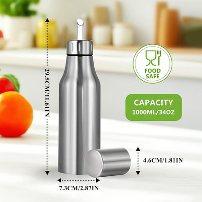 Stainless Steel Oil Dispenser Bottle - 1000ML Leak-Proof Oil Container for Kitchen, Olive Oil & Cooking Liquids-34Oz