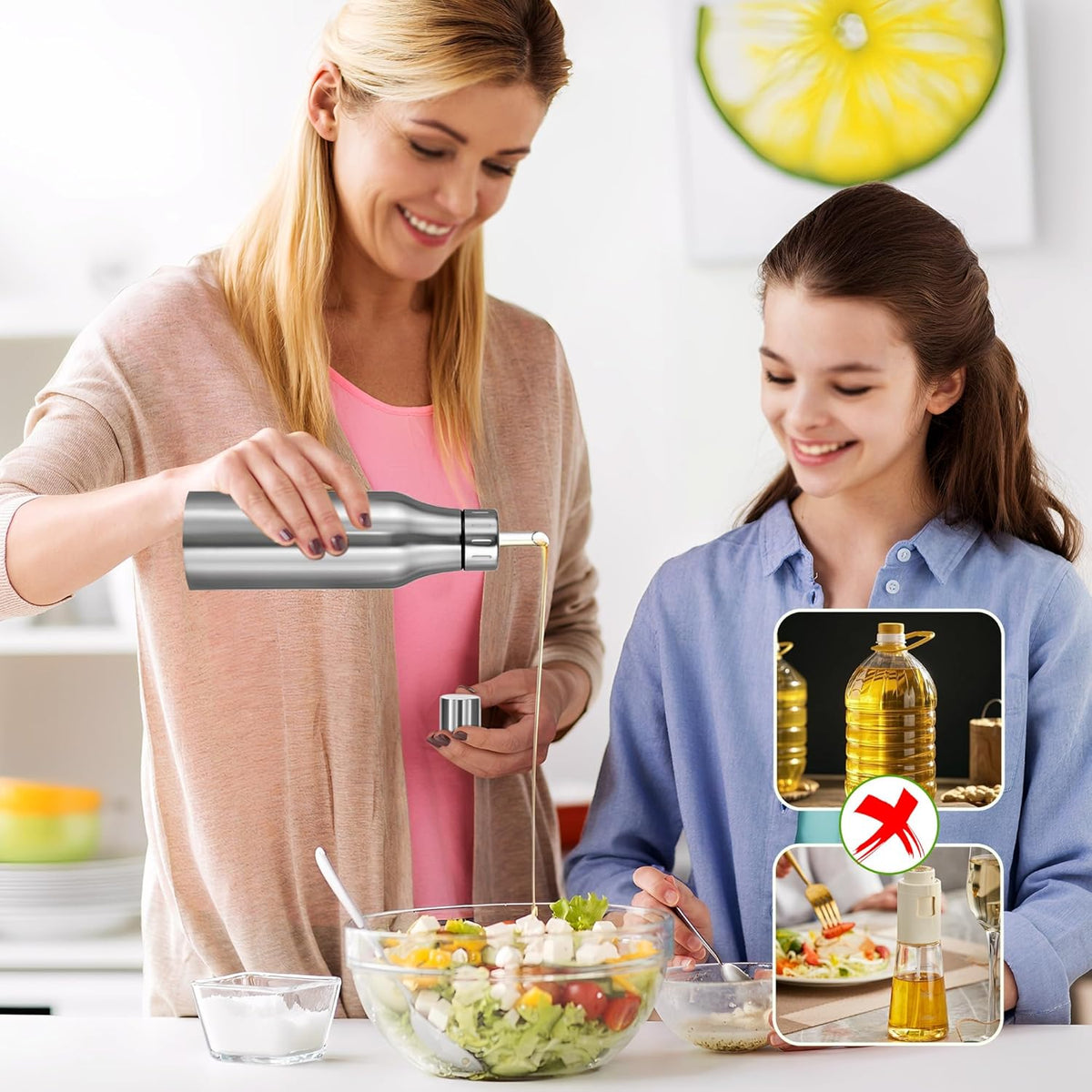 Stainless Steel Oil Dispenser Bottle - 1000ML Leak-Proof Oil Container for Kitchen, Olive Oil & Cooking Liquids-34Oz